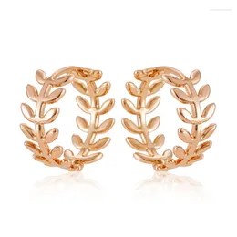 Baumelnde Ohrringe Wbmqda Einfache Mode Blatt Hoop Für Frauen 585 Rose Gold Farbe Hohe Qualität Täglich Edlen Schmuck Zubehör