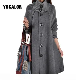 Yocalor Long Female Jacket Overcoat Cloak Windbreaker 느슨한 겨울 울 코트 여성 가을 ​​Manteau Femme Hiver Cape 따뜻한 트위드 1156536