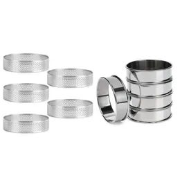 Promotion Stainless Steel Double Rolled Tart Rings And Perforated Cake Mousse Rings Rolled Muffin Rings Circle Ring 10 Pc Baking 236n