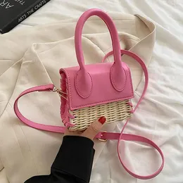 Axelväskor France Sac de Luxe Femme 2024 Trend Women's Bag Brand Designer Shopper Handväska Kvinnliga vävstrand Purses Bolsos