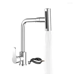 Kökskranar Dra ut rotationsvattenfall Stream Sprayer Roting Single Tecken Sink -kran för sköljning av diskarna