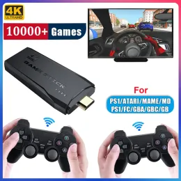 Consoles Game Stick Video Game Console de 64 GB 10000 jogos 2.4g Double Wireless Controller HD Retro Games Player com 9 emuladores para SFC