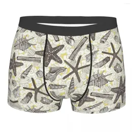 Underpants Novidade Boxer Shorts Calcinhas Homens Seashells Starfish Areia Natural Underwear Respirável para Homme S-XXL