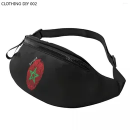 Sacos de cintura moda marrocos bandeira engraçado impressão fanny pacote para ciclismo acampamento homens mulheres 3d padrão crossbody saco telefone bolsa de dinheiro