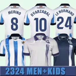 2023 2024 S-2XL Real Sociedad Fußballtrikots CHO TAKE KUBO OYARZABAL SADIQ ANDRE SILVA ZUBIMENDI BRAIS MENDEZ MERINO LE NORMAND Home Away Herren Kinder 23 24 Fußballtrikot