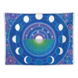 Tapisseries Moon Phase Mandala Tapestry Hem och komfortdekor saker till rumsdekorationen för sovrumets estetik