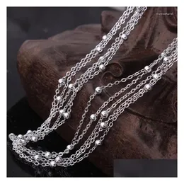 체인 Sier Plated Cross Linked Beads 체인 목걸이 목걸이 여성 길이 16 18 20 22 24 26 28 30 인치 OEM DH8ro