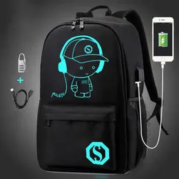 Designer saco halloween lanboli livro 2023 mulheres computador e mochila mochila criança casual homens usb brilham no escuro estudante rfjim