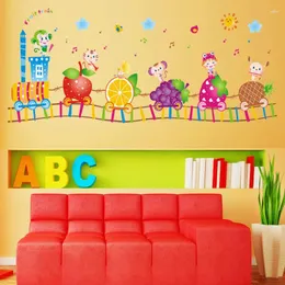 Wall Stickers Cartoon Fruit Train For Kids Room Children Bedroom Nursery Home Decoration Removable Art Murals Decals