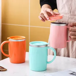 Kupalar 500ml Kahve Kupa Seyahat Metal İçme İçecek İşleri Taşınabilir Su Şişesi Anti-Scald Taza Isı Yalıtım Kupası