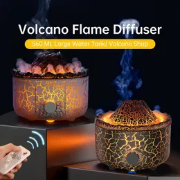 Volcano Aromatherapy Air Hhididifiers Diffusers with Night Lamp加湿器エッセンシャルオイルベッドルームオフィス用Fragrance Diffuser 240321