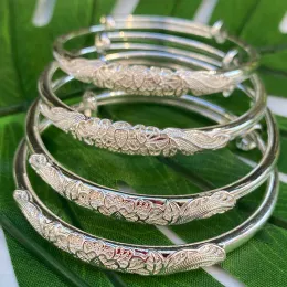 Bangles 4pcs/lot Silver Gold Plated Adjustable Bracelets Hollow Bangles Holiday Gifts Party Wedding Jewelry for Women Bridal