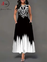 Sommer Boho Long Dress Elegant ärmellose lässige Floral Print Beach Party Maxi Kleid 240323 240416