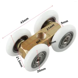 Rullo hardware per porta tappeti 2 ruote scorrevoli 4,4 cm x 2,2 cm Quattro ruote in rame regolabili sospese senza ruggine