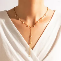 Anhänger Halsketten Schmuck einfach und Stil in Europa Amerika Perle Halskette Kragen Kette lange Damen Pullover