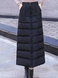 Spódnice ciepłe zima w dół bawełniany spódnica na wszystko koreański zagęszcza śnieg noszenie a-line faldas swobodne workowate grube kołdry jupes