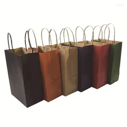 Opakowanie na prezent 10 szt./Lot High-end Kraft Paper Torba torby zakupowe DIY Festiwal Multifunkcja z uchwytami 21x15x8cm