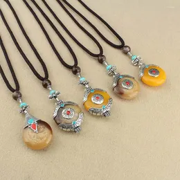 Pendant Necklaces Ethnic Tibetan Style Peace Fu Long Necklace Droplet Men's And Women's Versatile Sweater Chain Clothing Accessories