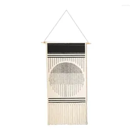 Tapeçarias Macrame Banner Cena Natural Decorativo Cabide de Parede Minimalista Tapeçaria Longa Vertical Pendurar Tassel Tecido