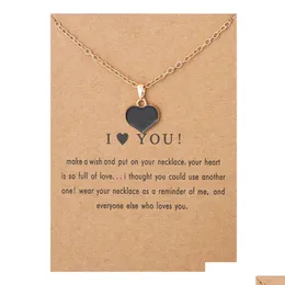 Pendant Necklaces In Bk Love Peach Heart Pendant Necklace Alloy Clavicle Chain Chocker Jewelry Gift Accessory With Card Drop Delivery Dhmdw