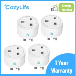 4pack İngiltere Fiş Enerji Monitörü WiFi Smart Socket 16a Outlet Desteği Alexa Smartthings Uygulama Uzaktan Kumanda Merkez Yok