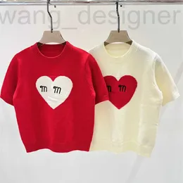 Kvinnors t-shirt designer hög version 24 tidigt vår ny m familj älskar jacquard brev mode mångsidig stickad kortärmad kvinnor vypm