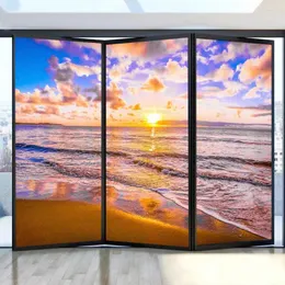 Adesivos de janela Sunrise Sea View Padrão Filme de privacidade PVC fosco Sun Blocking Static Cling Glass Porta do banheiro Decoração de casa