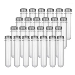 Storage Bottles 25 Pcs 45ML Plastic Test Tubes Metal Cap Screw Lid Containers Round Bottom For Wedding Party Candy