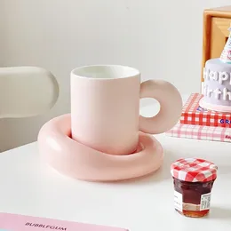 Koppar tefat konst rosa te personlig nyhet rese bärbar espresso kaffekopp söt flickor bule de cafe porcelana set