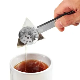 كيس شاي الفولاذ المقاوم للصدأ Squeezer Teabag Tong Holder Herb Grip Kitchen Tool Lemon Clice Clice