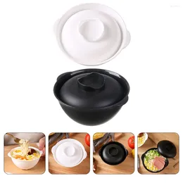 Geschirrssätze 2 PCs Japanische Deckel mit Doppel-Ear-Anti-Scenen-Instant-Nudelschale Big Suppensalat Bento PP Ramen