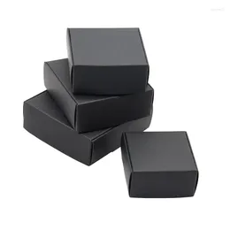 Gift Wrap 50 Pcs / Lot DIY Black Kraft Paper Children's Day Small Toy Accessories Carton Storage Box