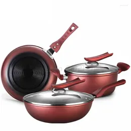 Cookware Sets Three Piece Non Stick Pot Set Gas Stove Induction Cooker Suitable Domestic Frying Soup Pan Combination