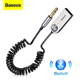スピーカーBaseus BluetoothトランスミッターワイヤレスBluetooth 5.0レシーバーカーAUX 3.5mm Bluetoothアダプタースピーカーヘッドフォン用のオーディオケーブル