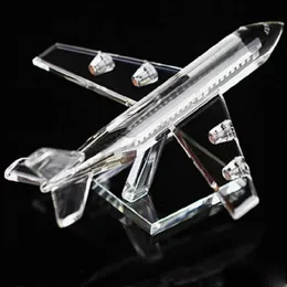 Flygplan Modle Vacker Crystal Airplane Model Miniature Glass Plane Aircraft Crafts Office Home Decoration Christmas Gift YQ240401