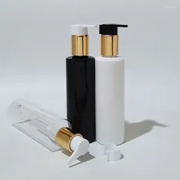Lagringsflaskor 200 ml Guld Aluminium Lotion Pump för Toner Shampoo Duschgel Gel Ansikt Cream Containrar Refillerbar Travel Plastic