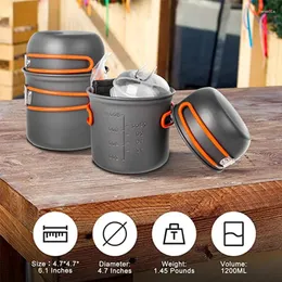 Cookware set camping set spis utomhus vandring picknick non-stick matlagning ryggsäckande mess kit för