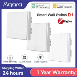 Controle aqara interruptor inteligente d1 zigbee interruptor de luz sem fio 3 botão chave com controle voz neutra para xiaomi mijia mi kit casa