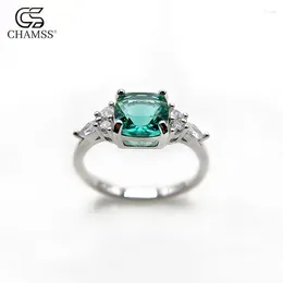 Cluster Rings S925 Sterling Silver European och American Exquisite Inlaid Square Zircon Ring Fashion Simple Proposal Women's