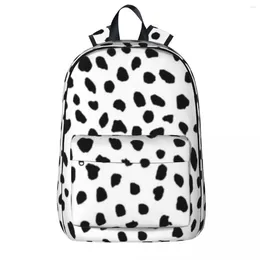 Backpack Aspyn Spots - Czarno -biały wodoodporna torba studencka Laptop RucksAck Travel Large Pocerpe BookBag
