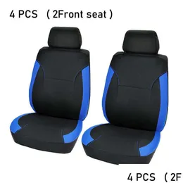 Coprisedili per auto Upgrade Sporty Blue 4/9 pezzi Poliestere Ers Fl Set Airbag Accessori compatibili Parte interna Consegna drop Automobili Dh9Pf