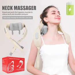 Elektrisches Nackenmassagegerät, kabellos, Nacken- und Schulterknetmassagekissen, Kompression der Hals- und Rückenmuskulatur, Entspannungsmassageschal 240329