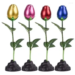 Kwiaty dekoracyjne realistyczne metalowe figurka kwiatów róży dla kobiet elegancka figura wolnostojąca Walentynki Unikalny prezent stołowy ornament
