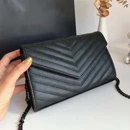 Kvinnor plånbok svart handväska kaviar guldkedja 23 cm klassisk flap axelväska crossbody som designer väskor woc satchel mode