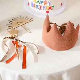 Chapéu de coroa de aniversário, conjunto de chapéus para bebês recém-nascidos, faixa de cabeça, conjunto de acessórios decorativos para fotografia de bebê, presente