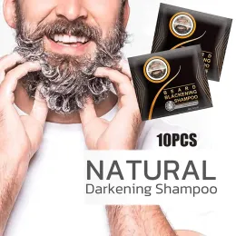 Cor 1Box = 10pcs Fast Black Black Dye Wax Cera de barba escura Shampoo não irritoriamente Creme tingimento de barba Men