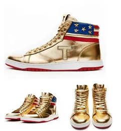 Donald Trump Gold High Top Sneakers Scarpe da corsa Sneakers casual Scarpe da uomo Comfort Design Uomo Donna Runner Sneakers yakuda Sport all'aria aperta Scarpe da ginnastica dhgate