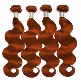 Extensões de cabelo humano 100% indianas Double Wits 350# cor reta reta Curly 3 Bundles Water Wave Wave Wave Wave laranja 10-32inch