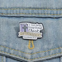Jesus Enamel Pins I Can Do All Things Through Christ Phrase Brooches Christianity Lapel Badge Accessories for Backpack Clothes