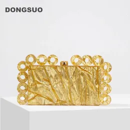 Pochette da sera con scatola in acrilico da donna per la festa nuziale Borse e borsette di lusso oro nero argento avorio Designer di alta qualità 240321